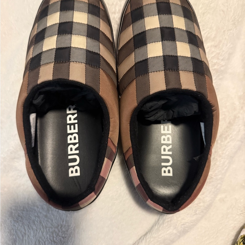 Burberry Men's Checkered Slip-Ons - Brown and Black - Picture 3 of 6
